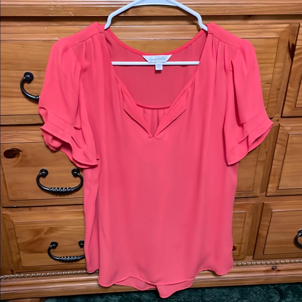 Charming Charlie Relaxed Pink Flutter Sleeve Top